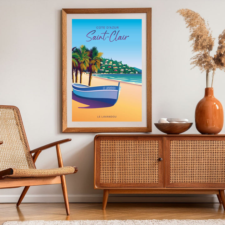 Plage de Saint clair, le lavandou, france, côte d'azur. Format A2, A3